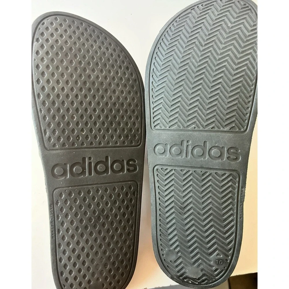 Adidas Adilette Shower Slides‎ Mens 10 Black White 3 Stripe Sandals GZ3772